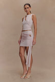 Alicent Slinky Beaded Mini Skirt Pale Pink