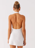 Love Line Halter Mini Dress White