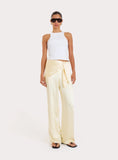 Lemon Satin Wide Leg Scarf Trousers