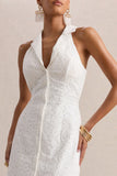 Tover White Broderie Plunge Neck Maxi Dress