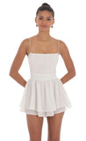 Shimmer Dotted Double Ruffle Romper in White