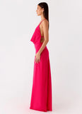 Tropic Muse Beaded Cowl Maxi Dress Fuchsia