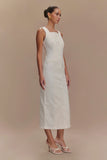 Reyna Denim Midi Dress White