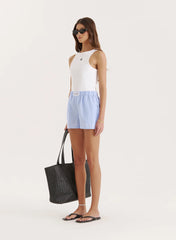 Blue And White Stripe Cotton Boxer Short