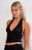 Clancy Black Velvet Crop Top