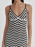Cream And Black Stripe Knitted Maxi Dress