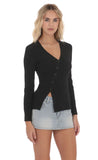 Knit Asymmetrical Cardigan in Black