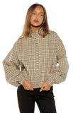 Lee Beige Plaid Funnel Neck Jacket PRE ORDER
