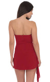 Strapless Ruched Tassel Dress in Red