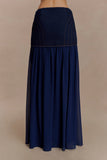 Tully Chiffon Denim Maxi Skirt Indigo Blue