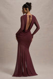 Tigerlily Port Mesh Long Sleeve Open Back Maxi Dress