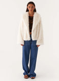 Denver Oversized Fur Jacket Ivory
