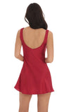 Satin V Neck Dress in Red