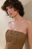 Mavi Brown Pinstripe Bandeau Tailored Top