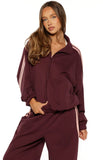 Kosie Burgundy and Pink Stripe Track Jacket