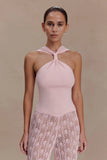 Angelika Twist Front Knit Top Baby Pink