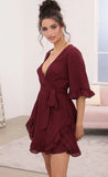 Ruffle Dress in Burgundy