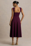 Andromeda Burgundy Sweetheart Neck Midi Dress