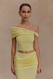 Irene Gathered Knit Top Lemon