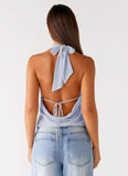 Charli Cowl Top Blue