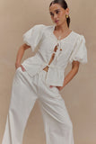 Emilie Puff Sleeve Cotton Top White
