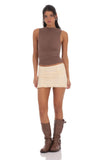 Ruched Lace Skirt in Pastel Peach