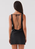 Be Mine Satin Mini Dress Black
