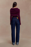 Kirralee Straight Leg Cuffed Jeans Indigo Blue