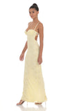 Lace Floral Trim Maxi Dress in Yellow