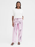 Pink Metallic Faux Leather Trouser