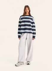Navy And White Stripe Long Sleeve Top