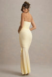 Capria Pale Lemon Bandeau Wrap Maxi Dress