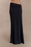 Ainsley Asymmetrical Maxi Skirt With Floral Hardware Black
