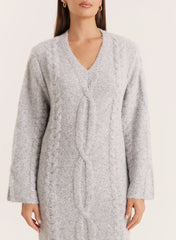Light Grey Chunky Knit Wool Blend Maxi Dress