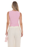 Ribbed Button Top in Pink