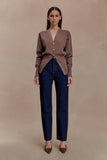 Amanda Statement Button Knit Cardigan Cacao Brown