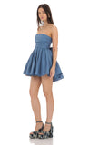 Strapless A line Dress in Blue