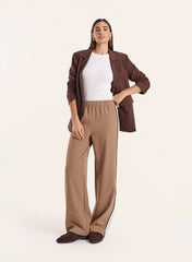 Mocha Contrast Side Striped Trousers