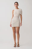 Adrienne One Shoulder Mesh Mini Dress Polka Dot