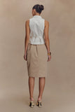 Vera Twill Split Front Midi Skirt Camel