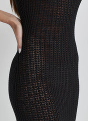 Black Knitted Bandeau Maxi Beach Dress