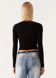Signature Monogram Long Sleeve Tee Black
