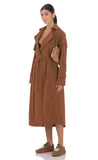 Faux Leather Trench Coat in Camel
