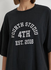 Grey Acid Wash Oversized Distressed Slogan T Shirt