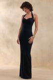 Robyn Black Sweetheart Neck Maxi Dress