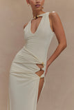 Kaiden Slinky Beaded Maxi Dress Ivory