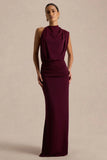 Umaira Burgundy High Neck Maxi Dress