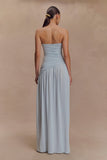Bex Strapless Slinky Maxi Dress With Split Pale Blue