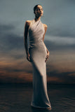 Elma Lurex Knit Halter Maxi Dress Silver