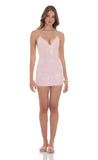 Sequin V Neck Bodycon Dress in Pink